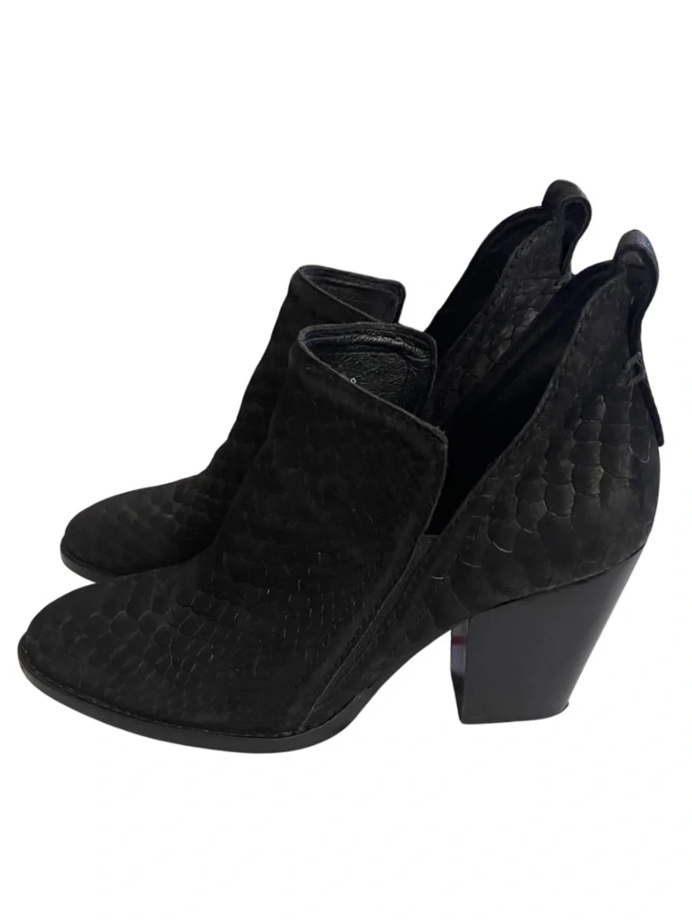 Jeffrey Campbell ROWLAN Snakeskin Embossed Ankle Boots in Black